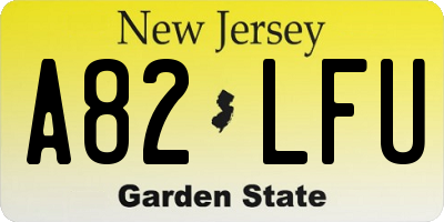 NJ license plate A82LFU