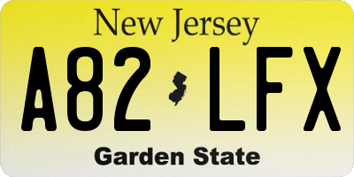NJ license plate A82LFX