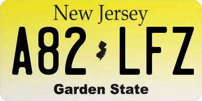 NJ license plate A82LFZ