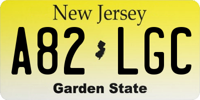 NJ license plate A82LGC