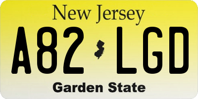 NJ license plate A82LGD