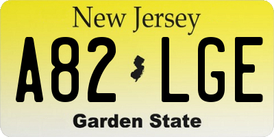 NJ license plate A82LGE