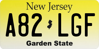 NJ license plate A82LGF