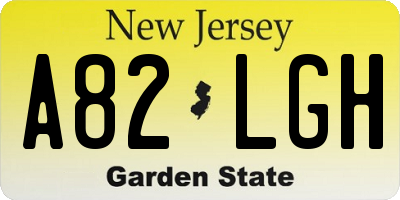 NJ license plate A82LGH