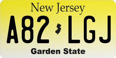 NJ license plate A82LGJ