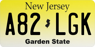 NJ license plate A82LGK