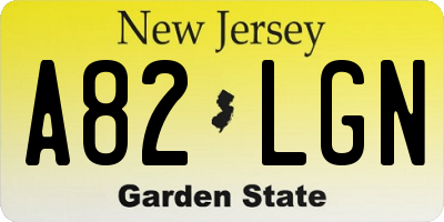 NJ license plate A82LGN