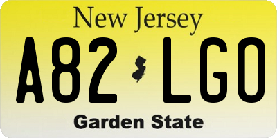 NJ license plate A82LGO