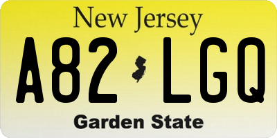 NJ license plate A82LGQ