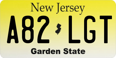 NJ license plate A82LGT