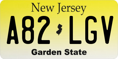 NJ license plate A82LGV