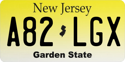 NJ license plate A82LGX