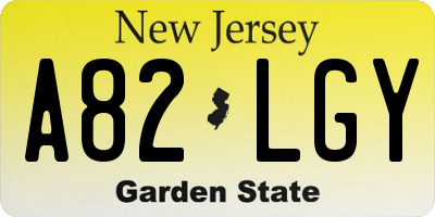NJ license plate A82LGY