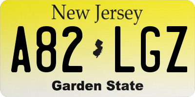 NJ license plate A82LGZ