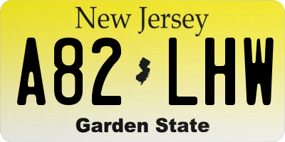 NJ license plate A82LHW