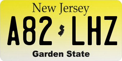 NJ license plate A82LHZ