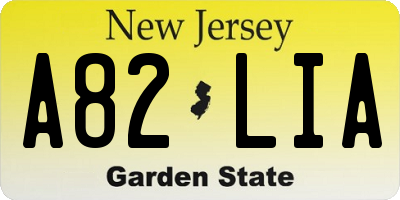 NJ license plate A82LIA