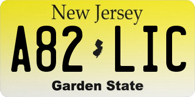 NJ license plate A82LIC