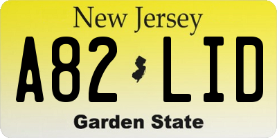NJ license plate A82LID