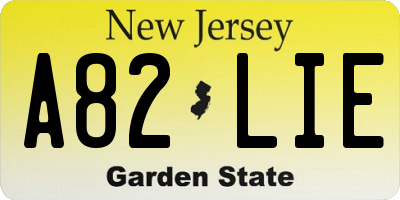 NJ license plate A82LIE