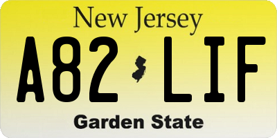 NJ license plate A82LIF