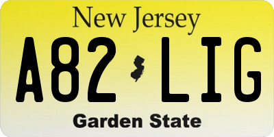 NJ license plate A82LIG
