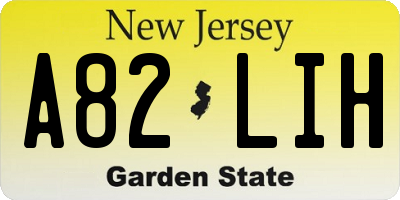 NJ license plate A82LIH