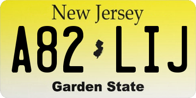 NJ license plate A82LIJ