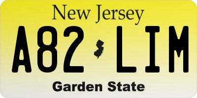 NJ license plate A82LIM