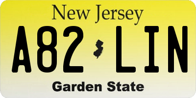NJ license plate A82LIN