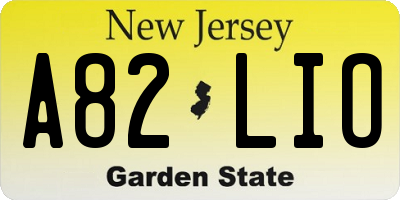 NJ license plate A82LIO