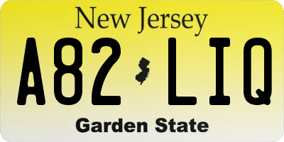NJ license plate A82LIQ