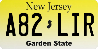 NJ license plate A82LIR
