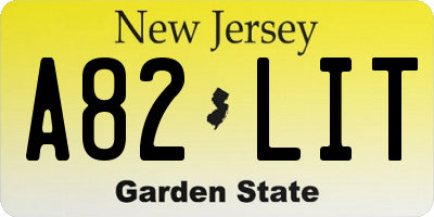 NJ license plate A82LIT