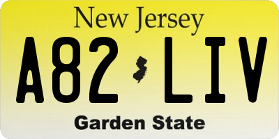 NJ license plate A82LIV