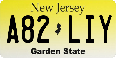NJ license plate A82LIY