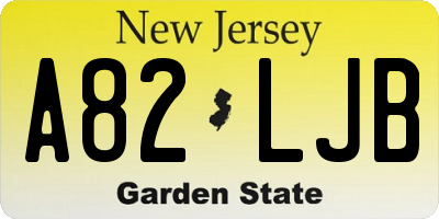 NJ license plate A82LJB