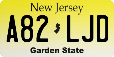 NJ license plate A82LJD