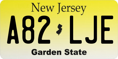 NJ license plate A82LJE