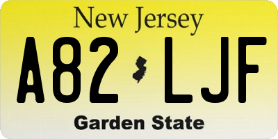 NJ license plate A82LJF