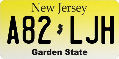 NJ license plate A82LJH