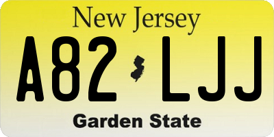 NJ license plate A82LJJ