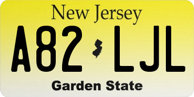 NJ license plate A82LJL