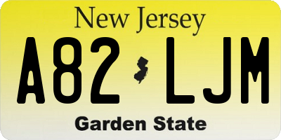 NJ license plate A82LJM