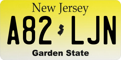 NJ license plate A82LJN