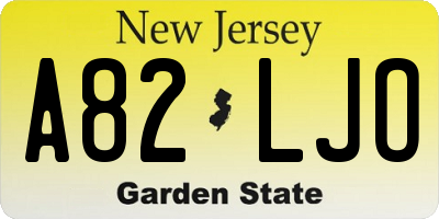 NJ license plate A82LJO
