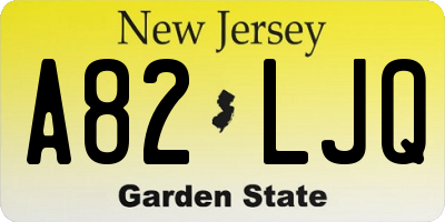 NJ license plate A82LJQ