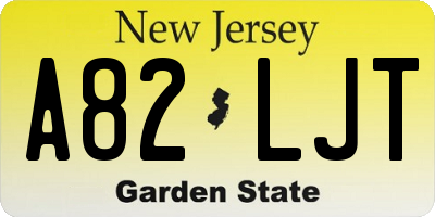 NJ license plate A82LJT
