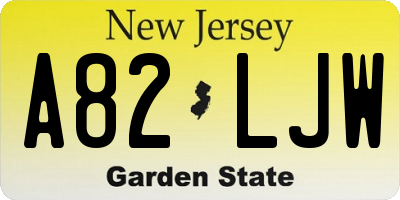 NJ license plate A82LJW