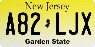 NJ license plate A82LJX